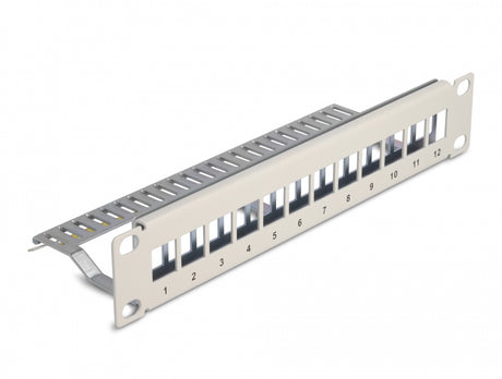 Delock 66875 10″ Keystone Patch Panel 12 Port With Strain Relief 1U Grey