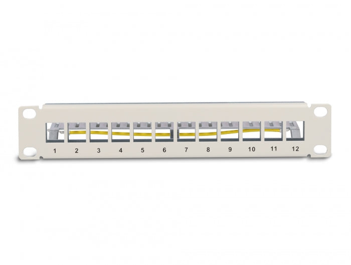 Delock 66875 10″ Keystone Patch Panel 12 Port With Strain Relief 1U Grey