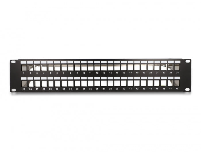 Delock 66878 19″ Keystone Patch Panel 48 Port With Strain Reliefs 2U Black