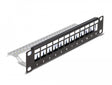 Delock 66874 10″ Keystone Patch Panel 12 Port With Strain Relief 1U Black