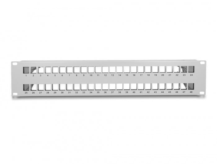 Delock 66879 19″ Keystone Patch Panel 48 Port With Strain Reliefs 2U Grey