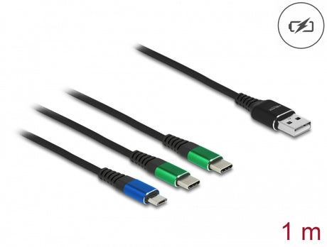 Delock 87882 Usb Charging Cable 3 In 1 Type-A To Micro Usb / 2 X Usb Type-C™