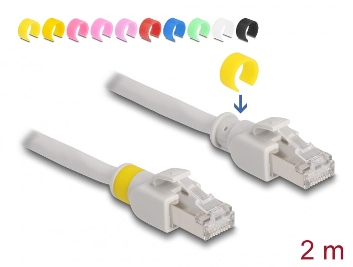 Delock 80119 Network Cable Rj45 Cat.6A S/Ftp With Colored Clips 2 M