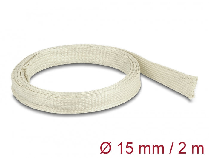 Delock 20894 Braided Sleeve Made Of Nomex Fibers 2 M X 15 Mm White