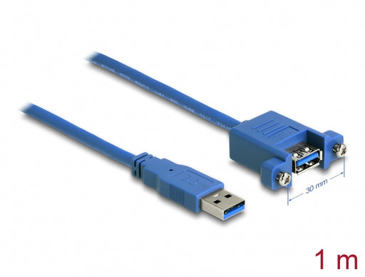 Delock 85112 Cable Usb 3.0 Type-A Male > Usb 3.0 Type-A Female Panel-Mount 1 M