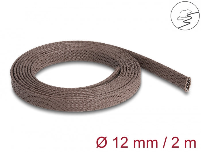 Delock 20898 Braided Sleeve Rodent Resistant Stretchable 2 M X 12 Mm Brown