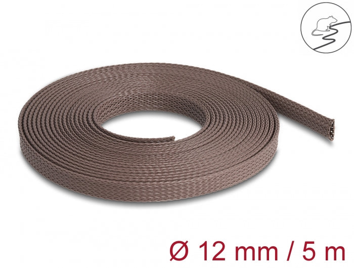 Delock 20904 Braided Sleeve Rodent Resistant Stretchable 5 M X 12 Mm Brown