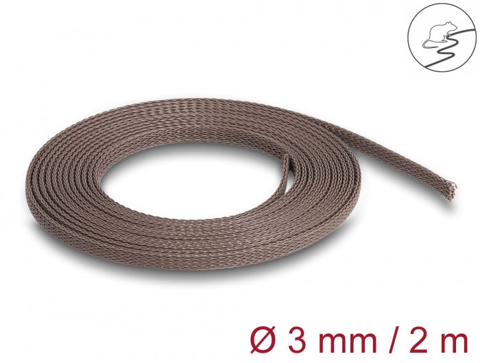 Delock 20896 Braided Sleeve Rodent Resistant Stretchable 2 M X 3 Mm Brown