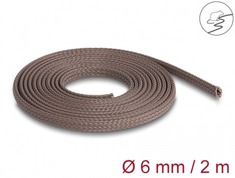 Delock 20897 Braided Sleeve Rodent Resistant Stretchable 2 M X 6 Mm Brown