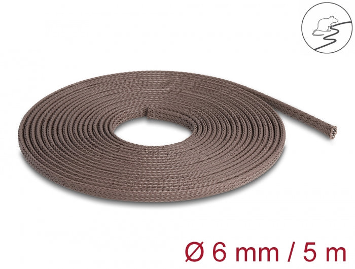 Delock 20903 Braided Sleeve Rodent Resistant Stretchable 5 M X 6 Mm Brown