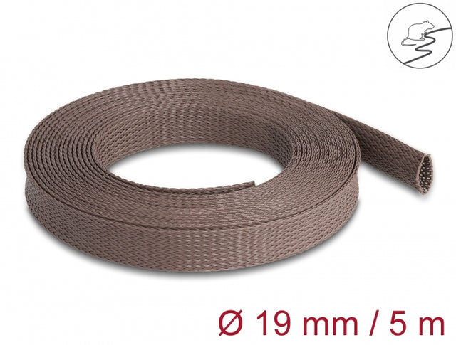 Delock 20905 Braided Sleeve Rodent Resistant Stretchable 5 M X 19 Mm Brown