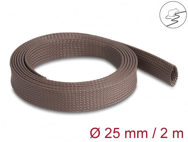 Delock 20901 Braided Sleeve Rodent Resistant Stretchable 2 M X 25 Mm Brown