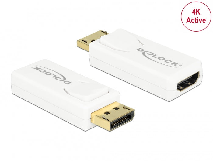 Delock 65580 Adapter Displayport 1.2 Male > Hdmi Female 4K Active White