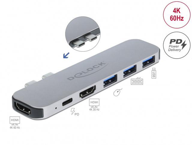 Delock 87753 Docking Station For Macbook Dual Hdmi 4K / Pd / Hub