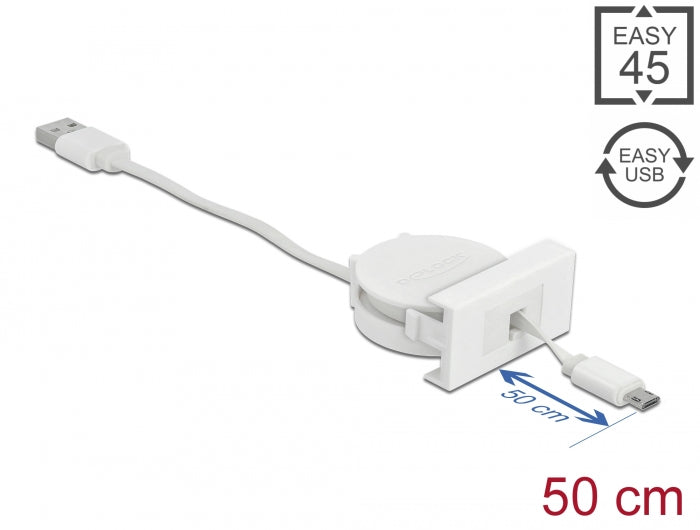 Delock 81319 Easy 45 Module Usb 2.0 Retractable Cable Usb Type-A