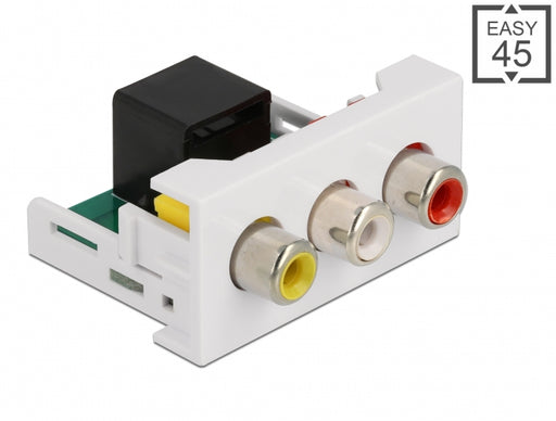 Delock 81342 Easy 45 Module 3 X Rca Female To Rj45 Female Port 22.5 X 45 Mm