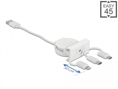 Delock 81375 Easy 45 Module Usb 2.0 3In1 Retractable Cable Usb Type-A To Usb-C