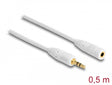 Delock 83763 Stereo Jack Extension Cable 3.5 Mm 3 Pin Male > Female 0.5 M White