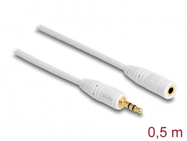 Delock 83763 Stereo Jack Extension Cable 3.5 Mm 3 Pin Male > Female 0.5 M White