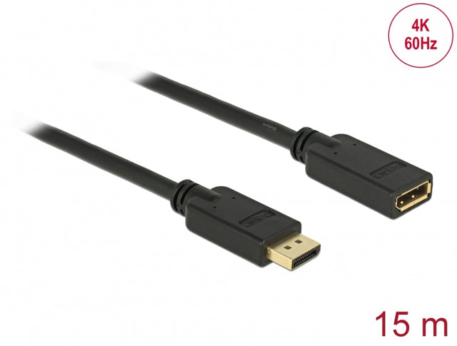 Delock 84908 Displayport 1.2 Extension Cable 4K 60 Hz 15 M