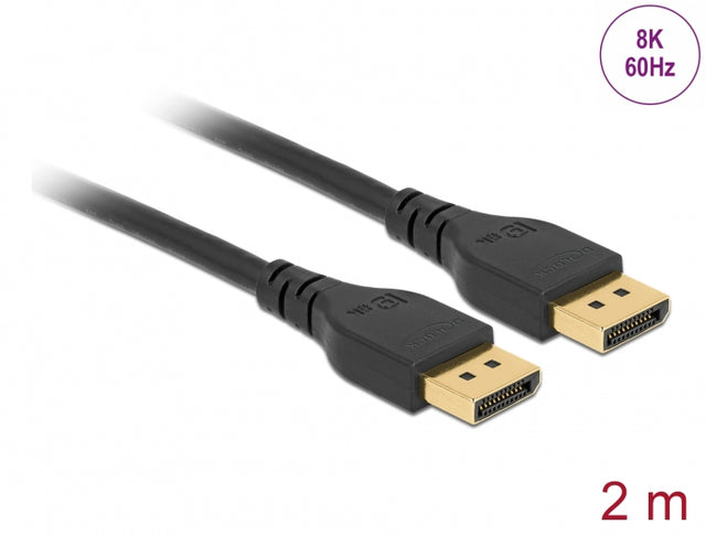 Delock 85910 Displayport Cable 8K 60 Hz 2 M Dp 8K Certified Without Latch