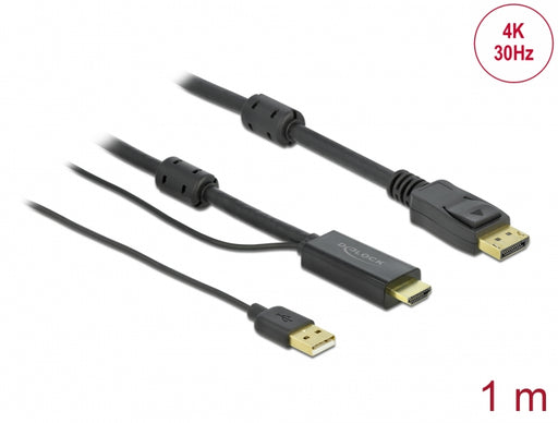 Delock 85963 Hdmi To Displayport Cable 4K 30 Hz 1 M