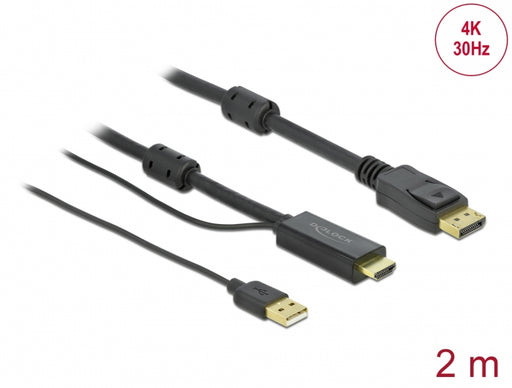 Delock 85964 Hdmi To Displayport Cable 4K 30 Hz 2 M