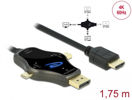 Delock 85974 3 In 1 Monitor Cable With Usb-C™ / Displayport / Mini Displayport