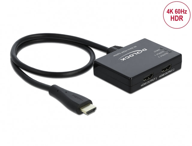 Delock 87747 Hdmi Splitter 1 X Hdmi In > 2 X Hdmi Out 4K 60 Hz