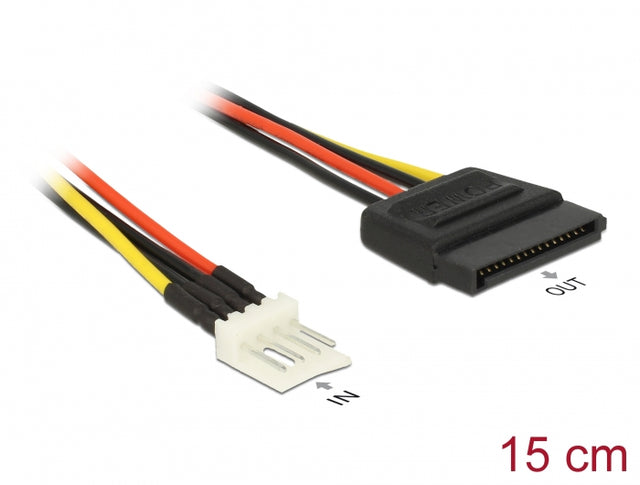 Delock 83918 Power Cable Sata 15 Pin Receptacle > 4 Pin Floppy Male 15 Cm