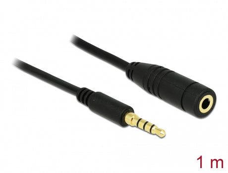 Delock 84666 Stereo Jack Extension Cable 3.5 Mm 4 Pin Male To Female 1 M Black