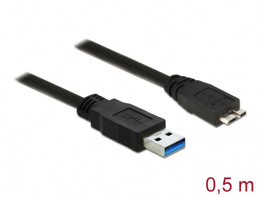 Delock 85071 Cable Usb 3.0 Type-A Male > Usb 3.0 Type Micro-B Male 0.5 M Black