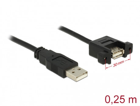 Delock 85462 Cable Usb 2.0 Type-A Male > Usb 2.0 Type-A Female Panel-Mount