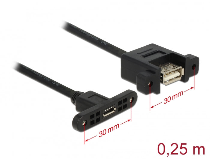 Delock 85109 Cable Usb 2.0 Micro-B Female Panel-Mount