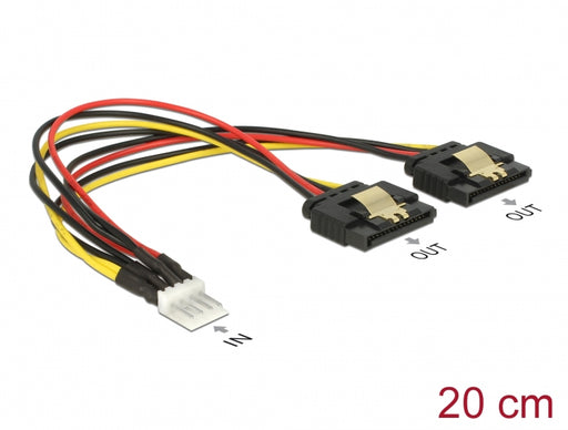 Delock 85236 Cable Power Floppy 4 Pin Male > 2 X Sata 15 Pin Female Metal 20 Cm