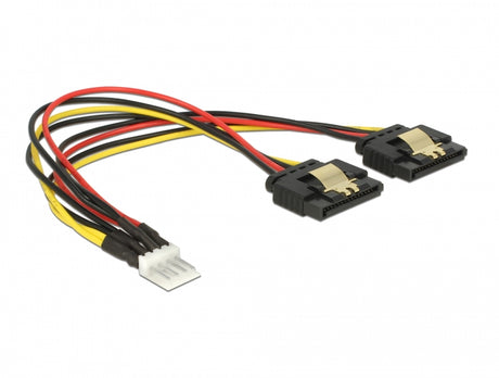 Delock 85236 Cable Power Floppy 4 Pin Male > 2 X Sata 15 Pin Female Metal 20 Cm