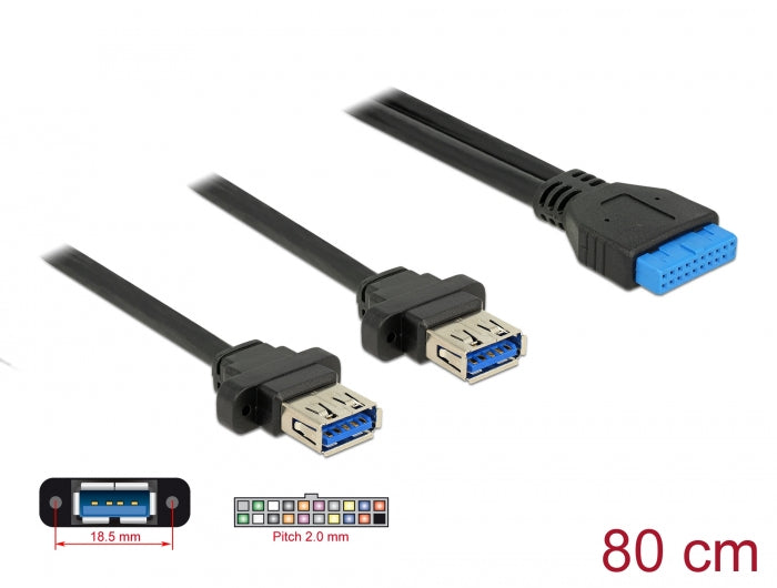 Delock 85244 Cable Usb 3.0 Pin Header Female 2.00 Mm 19 Pin