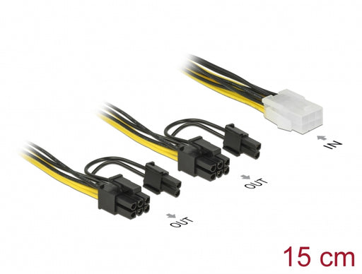 Delock 85452 Pci Express Power Cable 6 Pin Female > 2 X 8 Pin Male 15 Cm