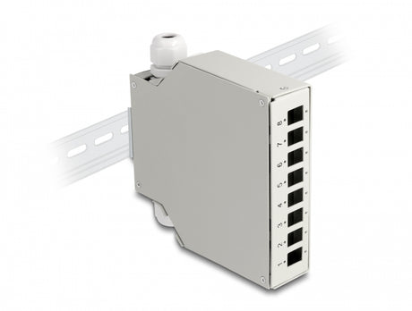 Delock 85931 Fiber Optic Distribution Box For Din Rail 8 Port Grey