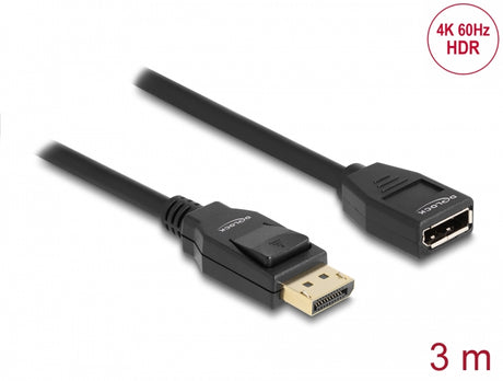 Delock 80003 Displayport 1.2 Extension Cable 4K 60 Hz 3 M