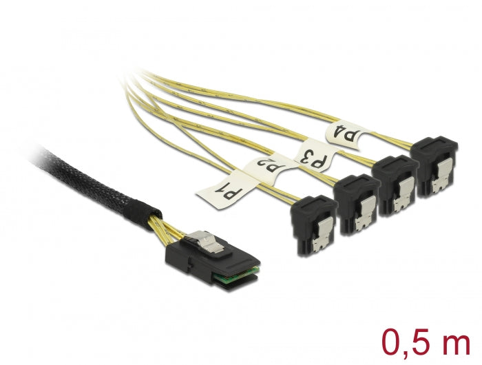 Delock 85686 Cable Mini Sas Sff-8087 > 4 X Sata 7 Pin Angled 0.5 M