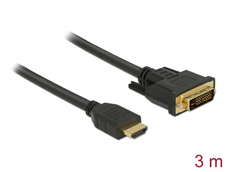 Delock 85655 Hdmi To Dvi 24+1 Cable Bidirectional 3 M