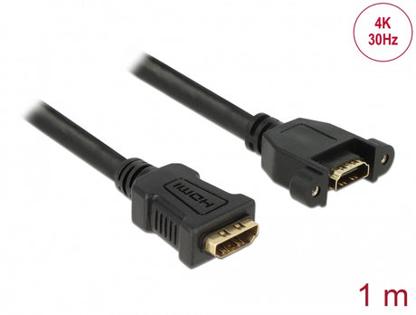 Delock 85466 Cable Hdmi-A Female > Hdmi-A Female Panel-Mount 4K 30 Hz 1 M