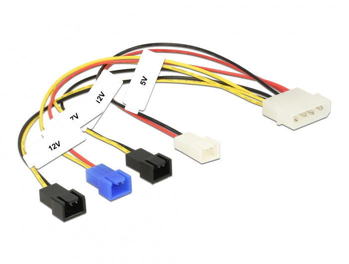 Delock 85516 Cable Power Supply Molex 4 Pin Male > 4 X 2 Pin Fan 20 Cm