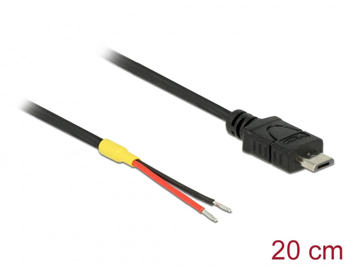 Delock 85541 Cable Usb 2.0 Micro-B Male > 2 X Open Wires Power 20 Cm Raspberry