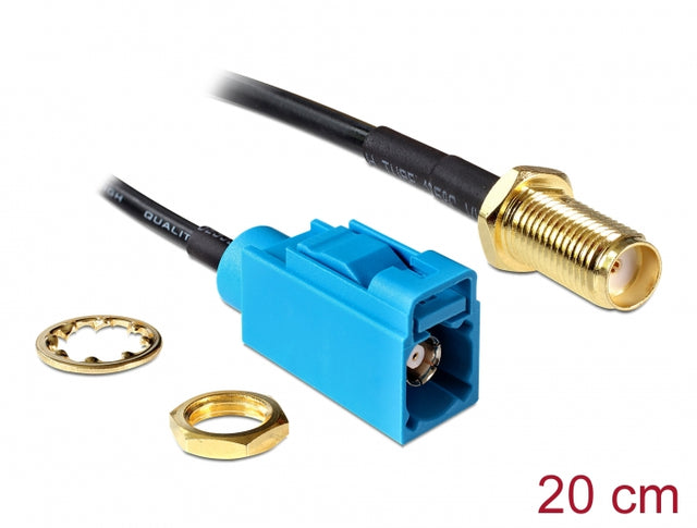 Delock 88583 Antenna Cable Fakra Z Jack > Sma Jack Bulkhead Rg-174 20 Cm