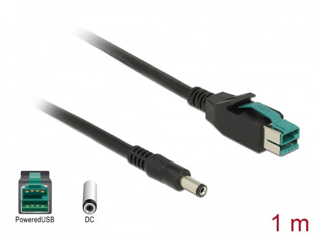 Delock 85497 Poweredusb Cable Male 12 V > Dc 5.5 X 2.1 Mm Male 1 M