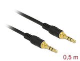 Delock 85545 Stereo Jack Cable 3.5 Mm 3 Pin Male > Male 0.5 M Black