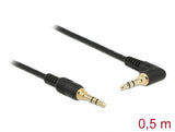 Delock 85564 Stereo Jack Cable 3.5 Mm 3 Pin Male > Male Angled 0.5 M Black