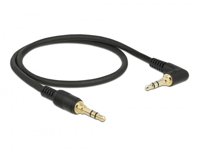 Delock 85564 Stereo Jack Cable 3.5 Mm 3 Pin Male > Male Angled 0.5 M Black